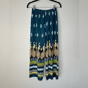 Women's Pleated Wide Leg Peacock Elastic High Waist Casual Lounge Pants XS/S